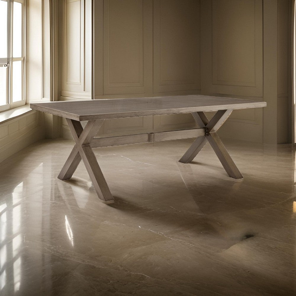 Ashley Beln 80" Outdoor Dining Table, Rectangular, Aluminum, Beige