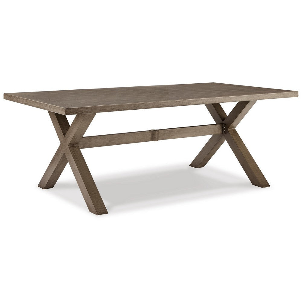 Ashley Beln 80’’ Outdoor Dining Table Rectangular Aluminum Beige BM311622