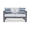 55 Inch Outdoor Loveseat Gray Frame Cushioned Seat 2 Throw Pillows By Casagear Home BM311623