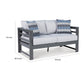 55 Inch Outdoor Loveseat Gray Frame Cushioned Seat 2 Throw Pillows By Casagear Home BM311623