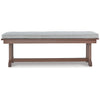 Emme 54 Inch Outdoor Dining Bench Brown Base Gray Padded Cushioning By Casagear Home BM311624