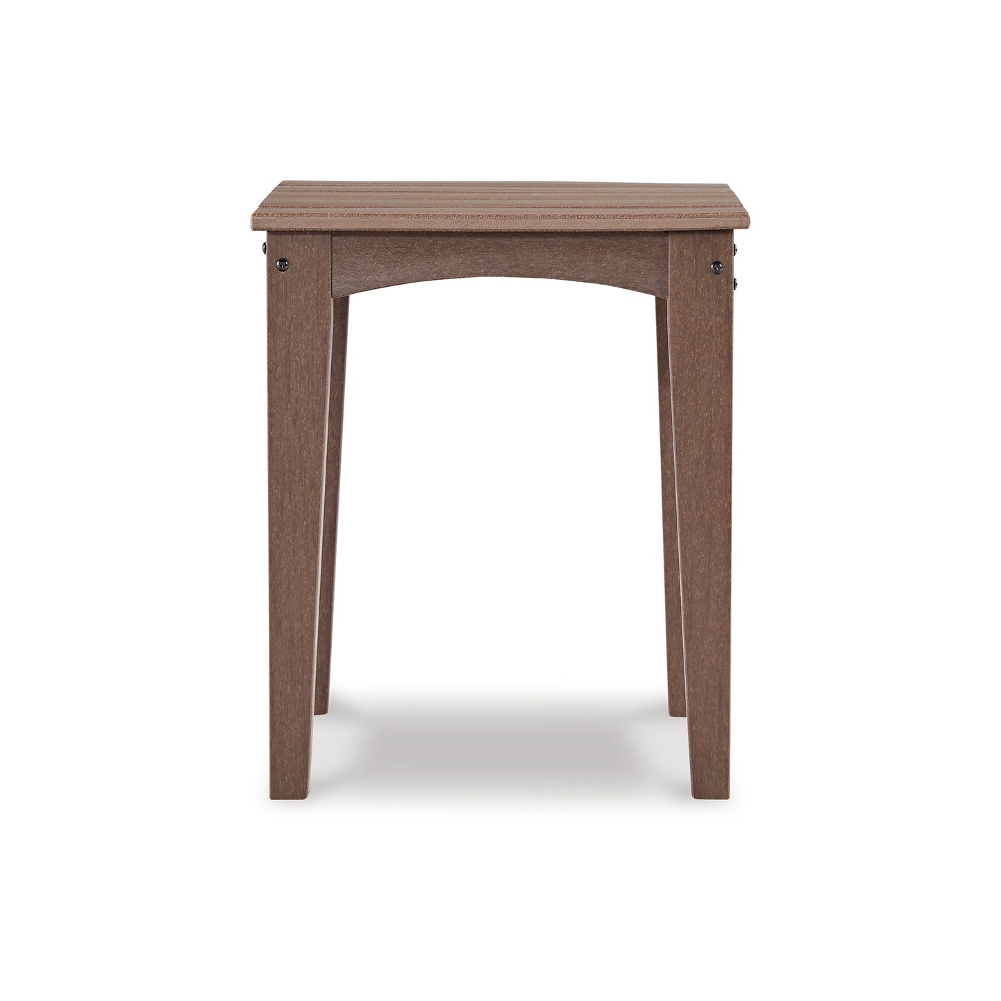 Emme 21 Inch Outdoor Side End Table Square Slatted Top Brown Frame By Casagear Home BM311627