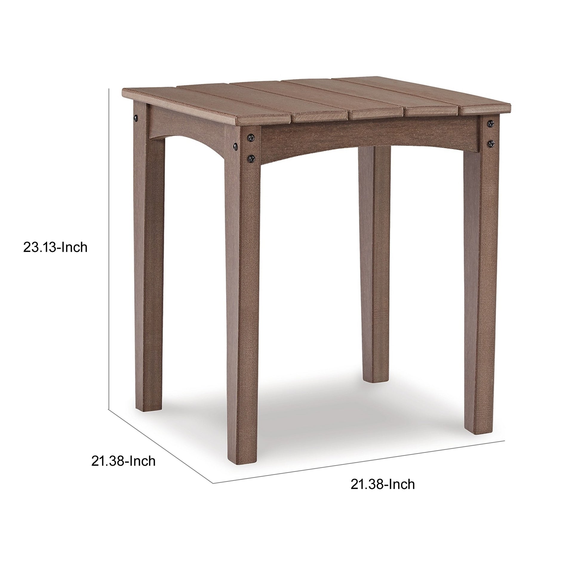 Emme 21 Inch Outdoor Side End Table Square Slatted Top Brown Frame By Casagear Home BM311627