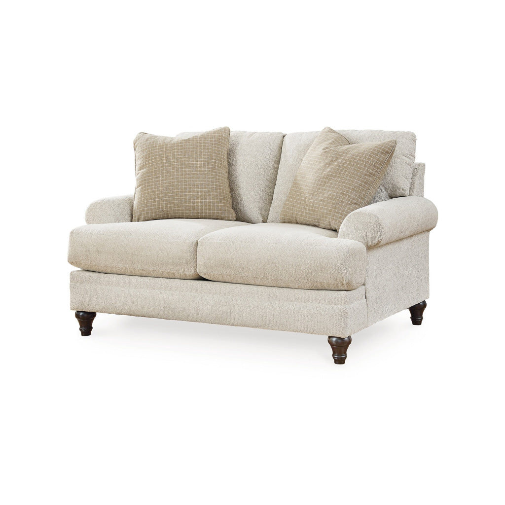 Vlea 65 Inch Loveseat Chevron Pattern Pillows Sandstone Beige Polyester By Casagear Home BM311633