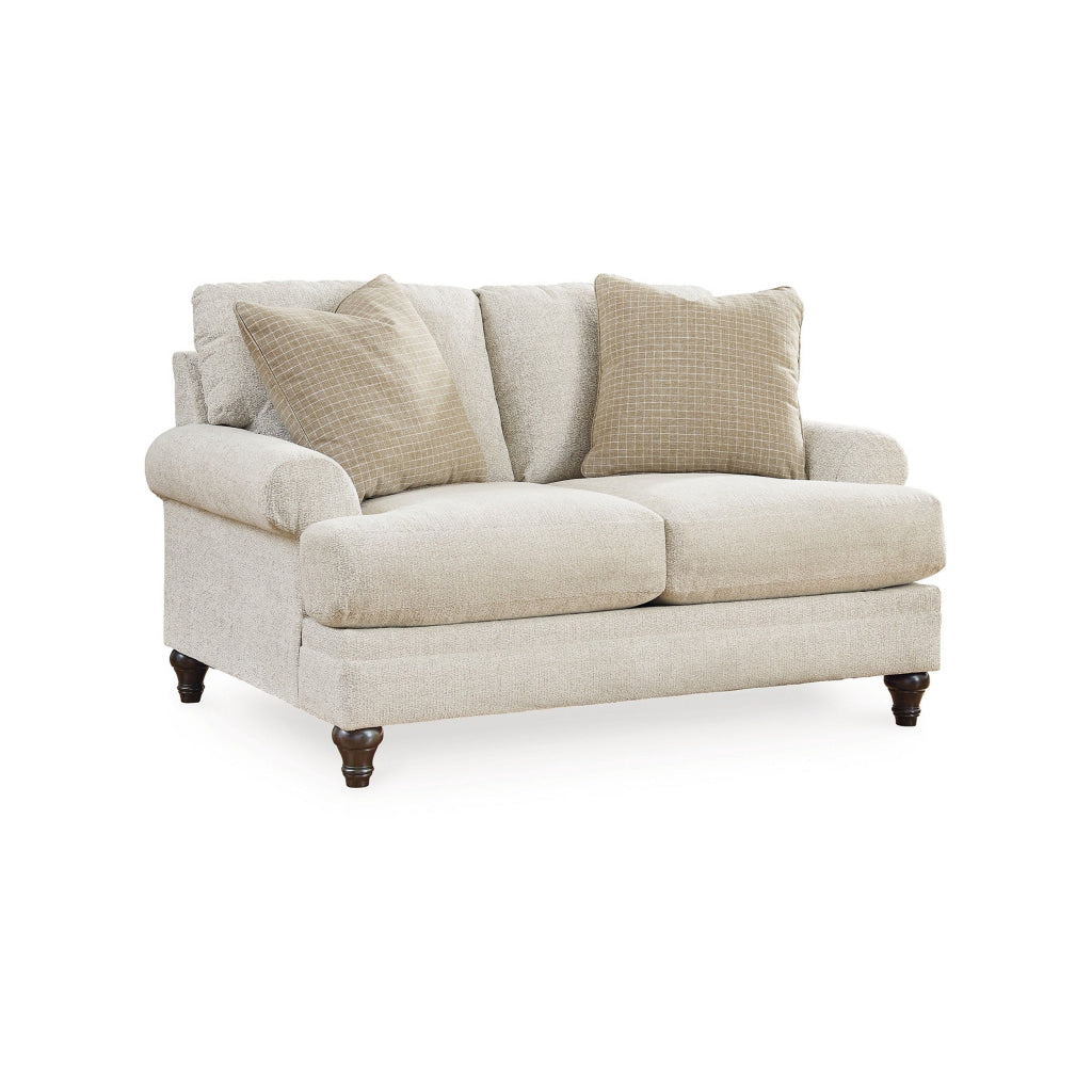 Vlea 65 Inch Loveseat Chevron Pattern Pillows Sandstone Beige Polyester By Casagear Home BM311633