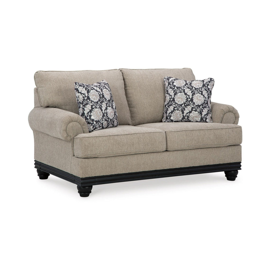 Bian 73 Inch Loveseat Oversized Cushions 2 Pillows Taupe Polyester By Casagear Home BM311636