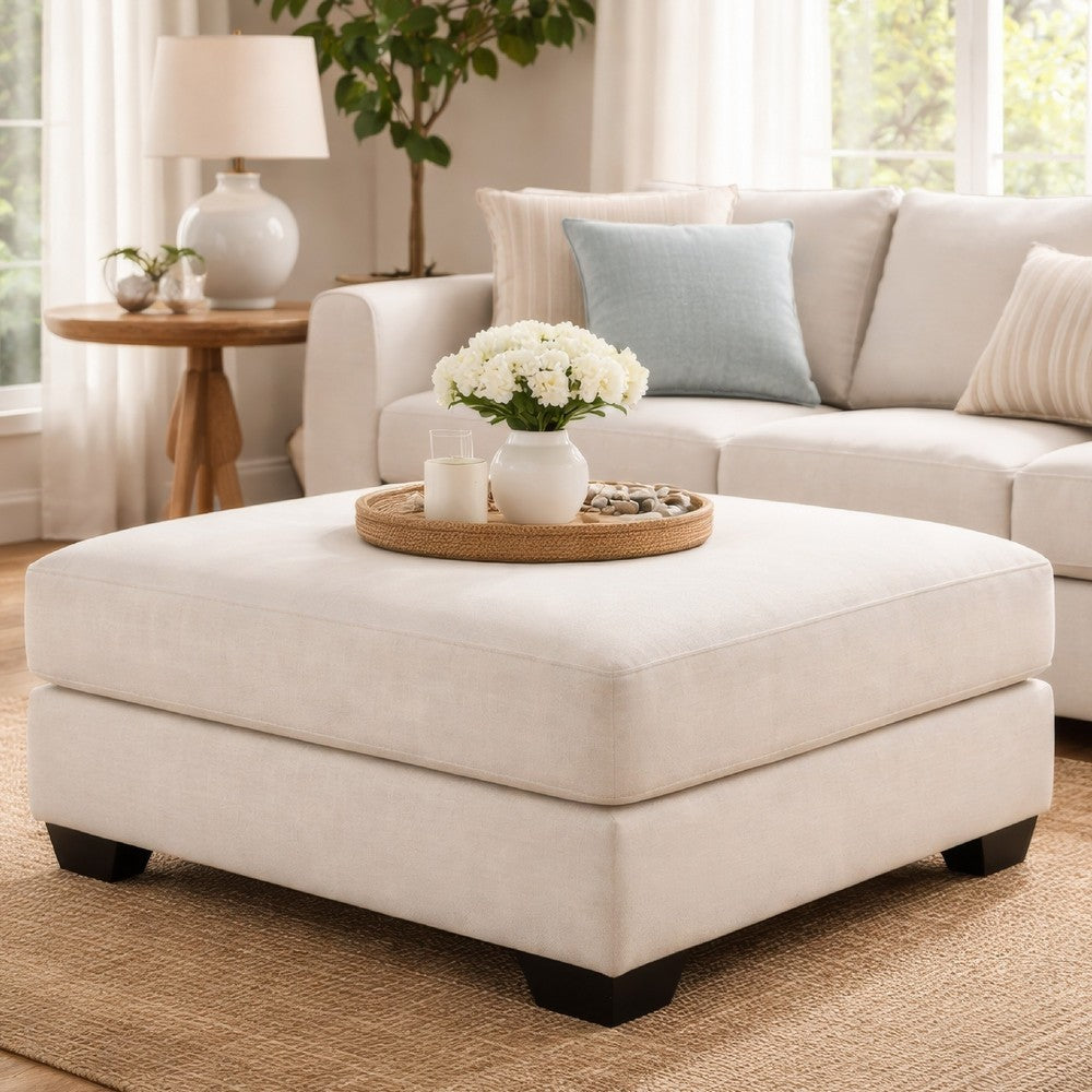 Ashley 42" Ottoman, Oversized Cushion, Soft Beige Polyester