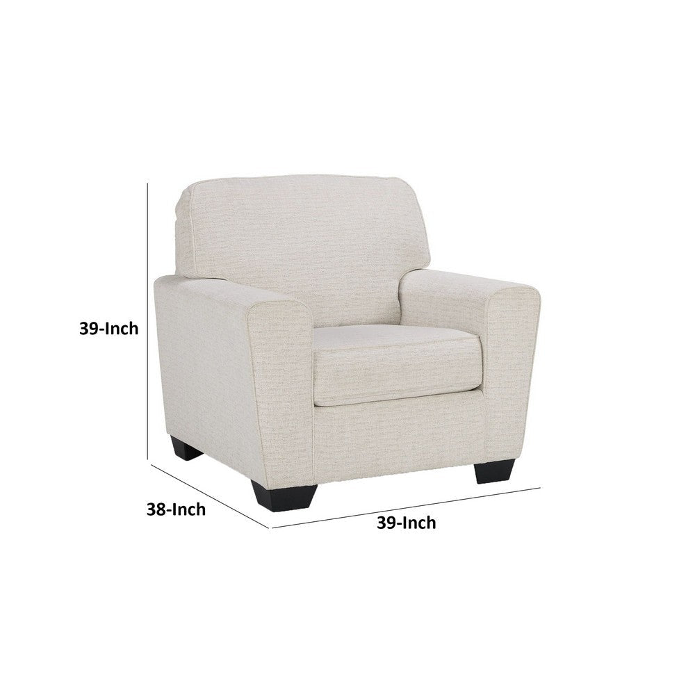 Caten 39 Inch Armchair Transitional Polyester Upholstery Snowy White By Casagear Home BM311639