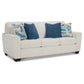 Caten 87 Inch Queen Sleeper Sofa Soft Polyester 4 Pillows Snowy White By Casagear Home BM311645