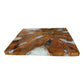 32 Inch Tabletop Platform Square Resin Teak Wood Brown and White Finish By Casagear Home BM311647