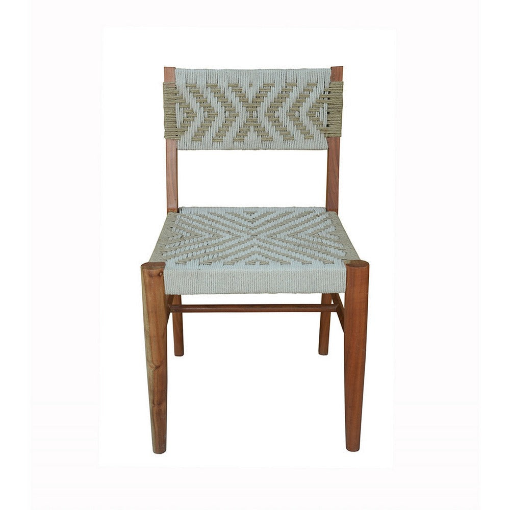 Cero 21 Inch Dining Chair Woven Cotton Seat and Back Brown Gray BM311649