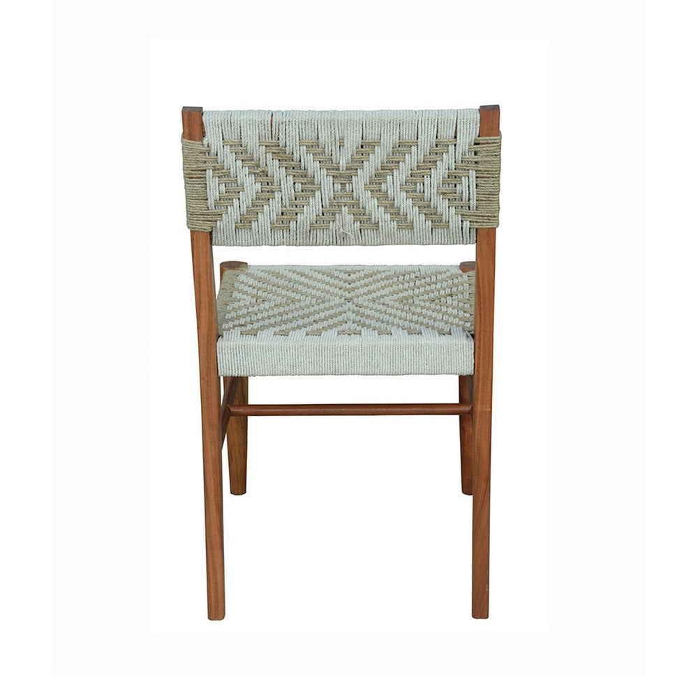 Cero 21 Inch Dining Chair Woven Cotton Seat and Back Brown Gray BM311649