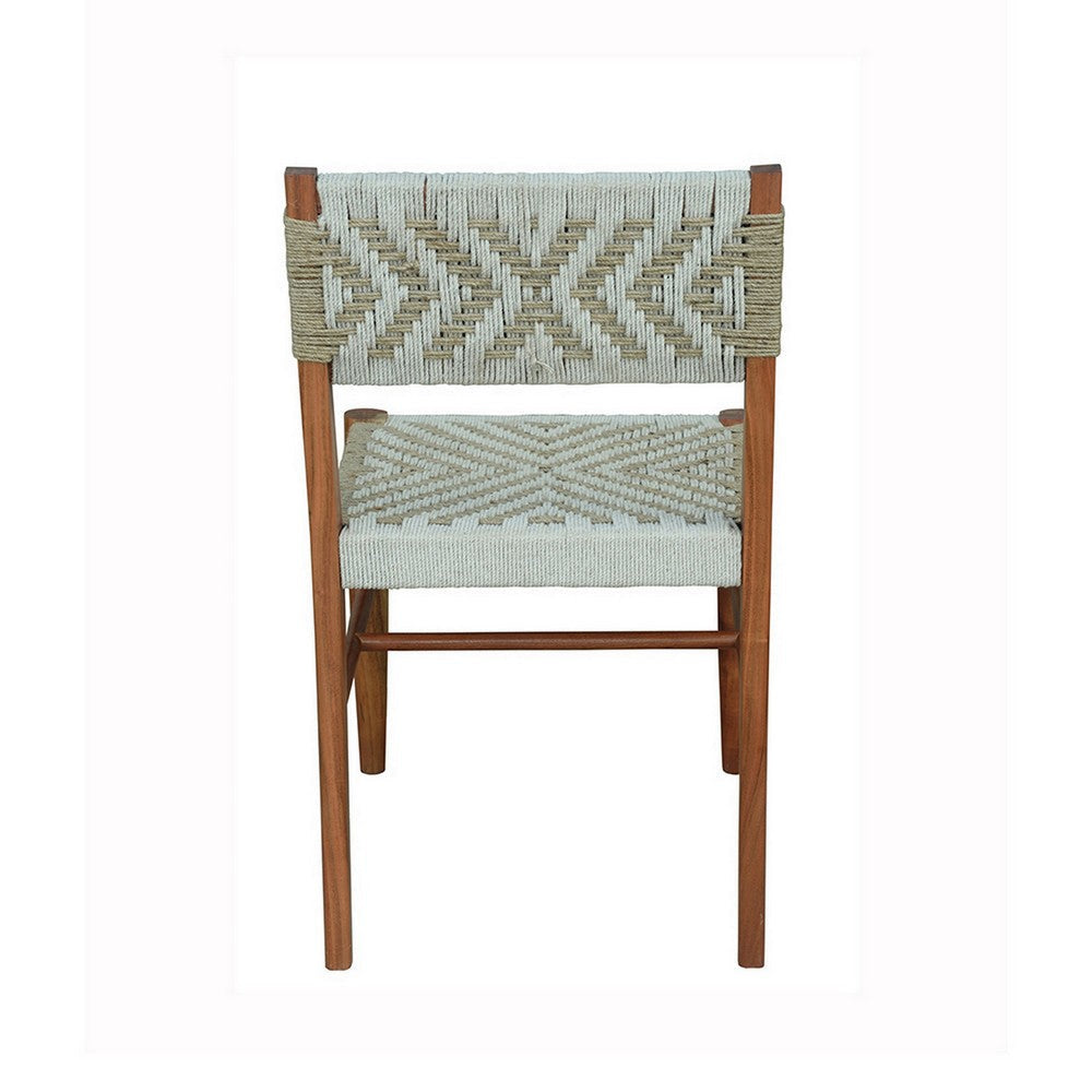 Cero 21 Inch Dining Chair Set of 2 Woven Cotton Seat and Back Brown Gray By Casagear Home BM311649