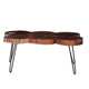 39 Inch Coffee Table Acacia Wood Top Angled Metal Support Legs Brown By Casagear Home BM311654