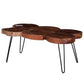 39 Inch Coffee Table Acacia Wood Top Angled Metal Support Legs Brown By Casagear Home BM311654