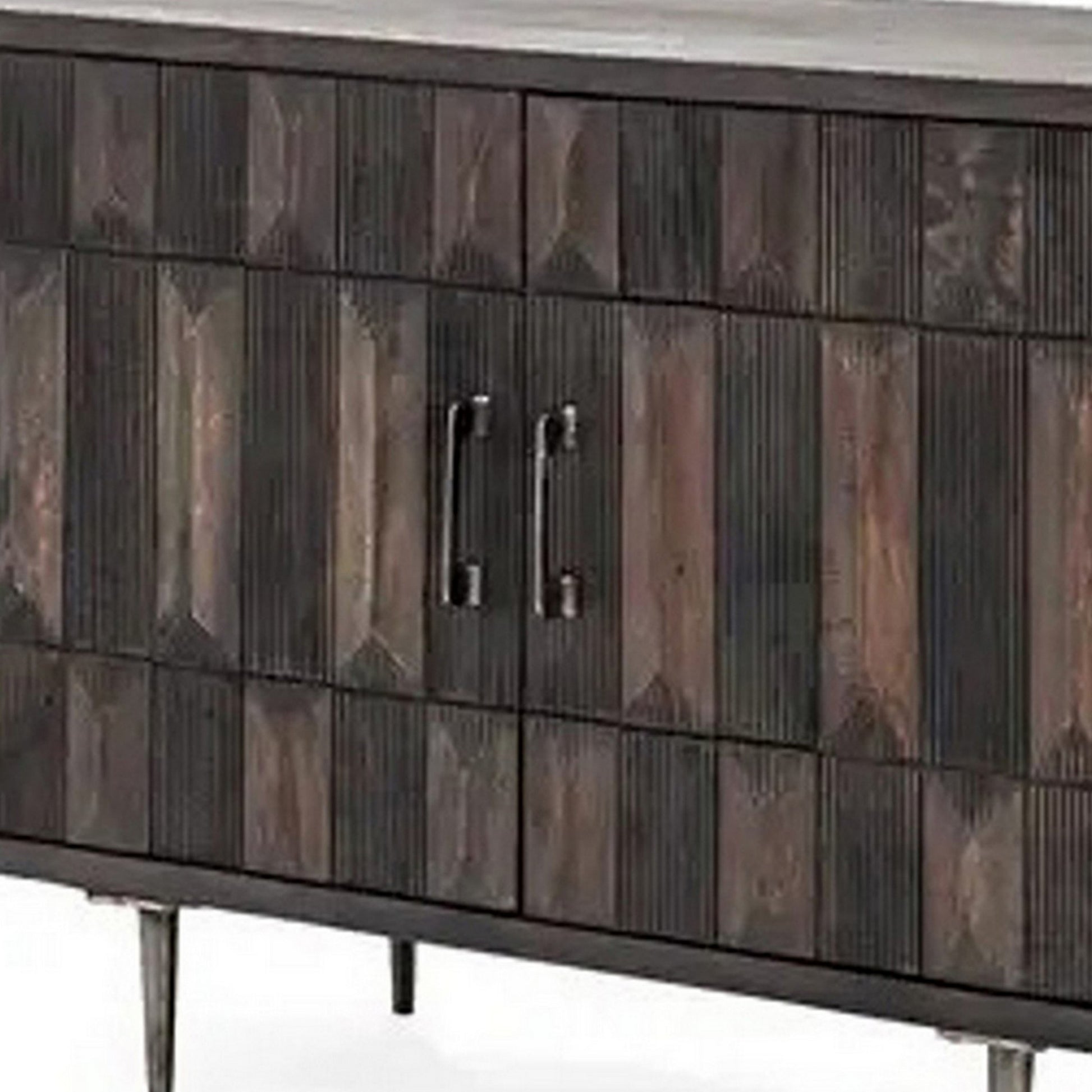 44 Inch Sideboard Cabinet Console with 2 Doors Rustic Brown Mango Wood By Casagear Home BM311663