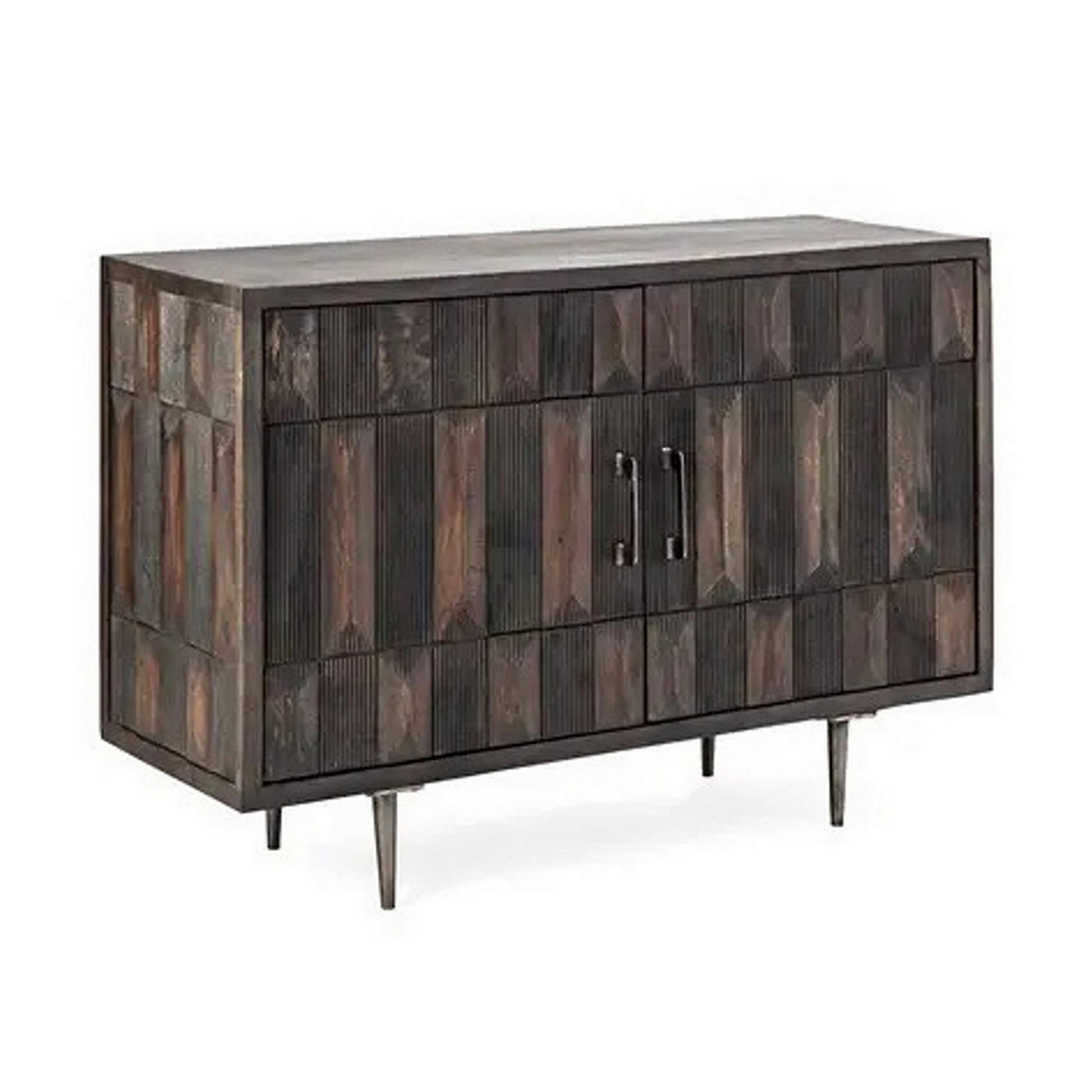 44 Inch Sideboard Cabinet Console with 2 Doors Rustic Brown Mango Wood By Casagear Home BM311663