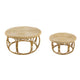 32 40 Inch Coffee Table Set of 2 Round Tops Handwoven Rattan Brown By Casagear Home BM311665