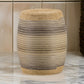 18 Inch Side Table, Drum Barrel Shape, Rattan Rope Top, Fir Wood, Brown By Casagear Home