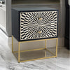 24 Inch Sideboard Cabinet, 2 Drawers, Sunray Bone Inlay, Iron, Brass, Black By Casagear Home
