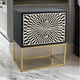 24 Inch Sideboard Cabinet, 2 Drawers, Sunray Bone Inlay, Iron, Brass, Black By Casagear Home