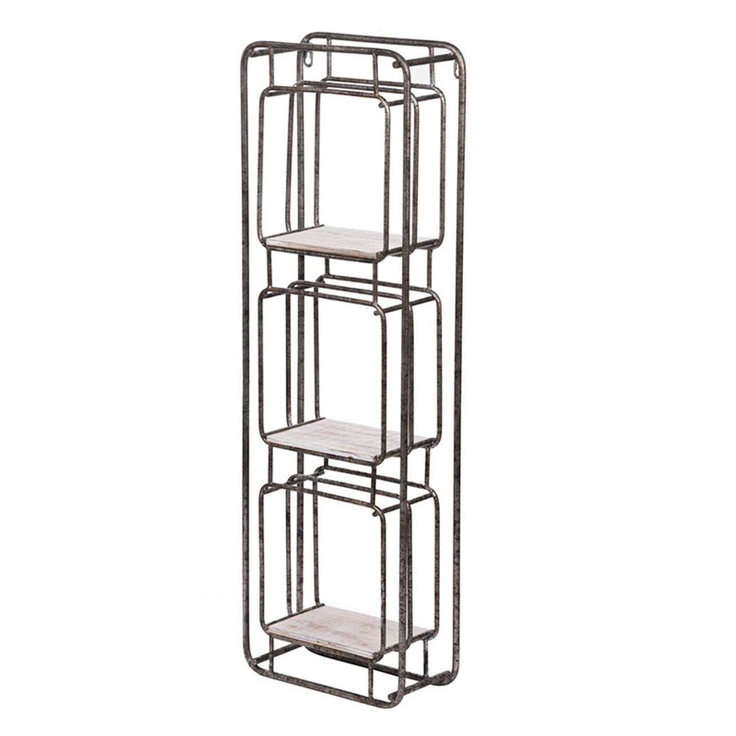 36 Inch Shelves Set of 2 3 Tier Design Iron Frame Wood Gray Finish By Casagear Home BM311673