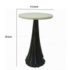 18 Inch Side Drink Table Tall Tassel Frame Round Top Metal Black White By Casagear Home BM311677