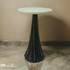 18 Inch Side Drink Table, Tall Tassel Frame, Round Top, Metal, Black, White By Casagear Home