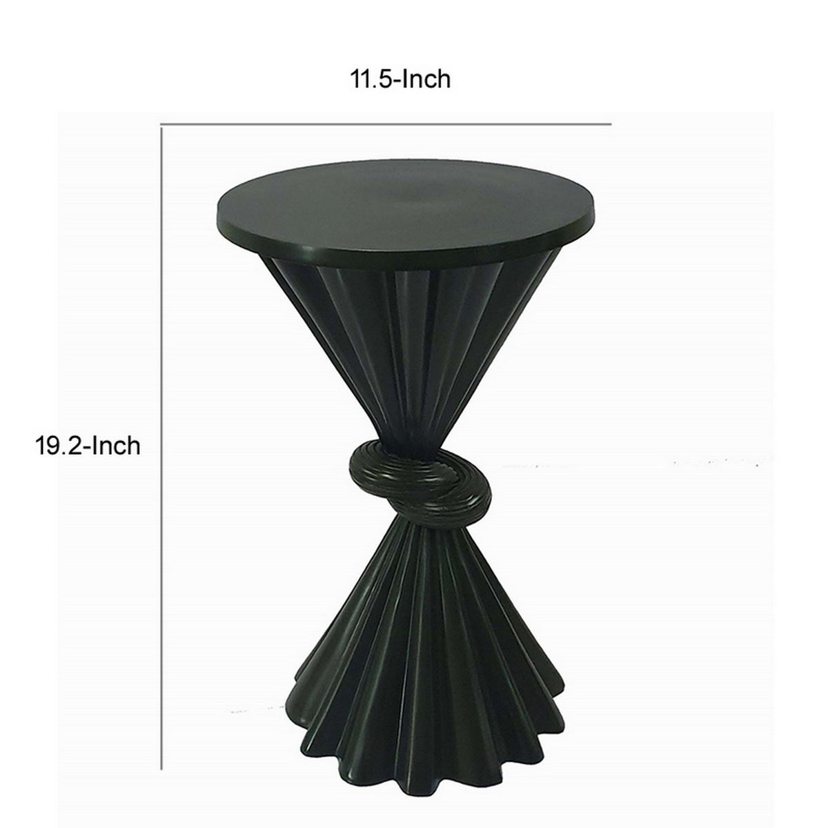 Aliy 19 Inch Side Drink Table Artisan Knot Design Round Top Black Metal By Casagear Home BM311679