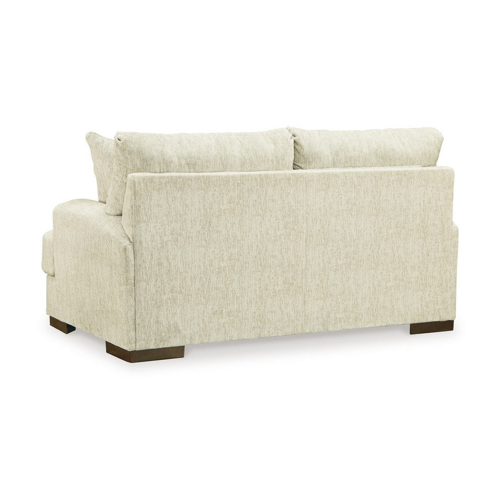 Naite 68 Inch Loveseat 2 Accent Pillows Wide Track Arms Beige Polyester By Casagear Home BM311681