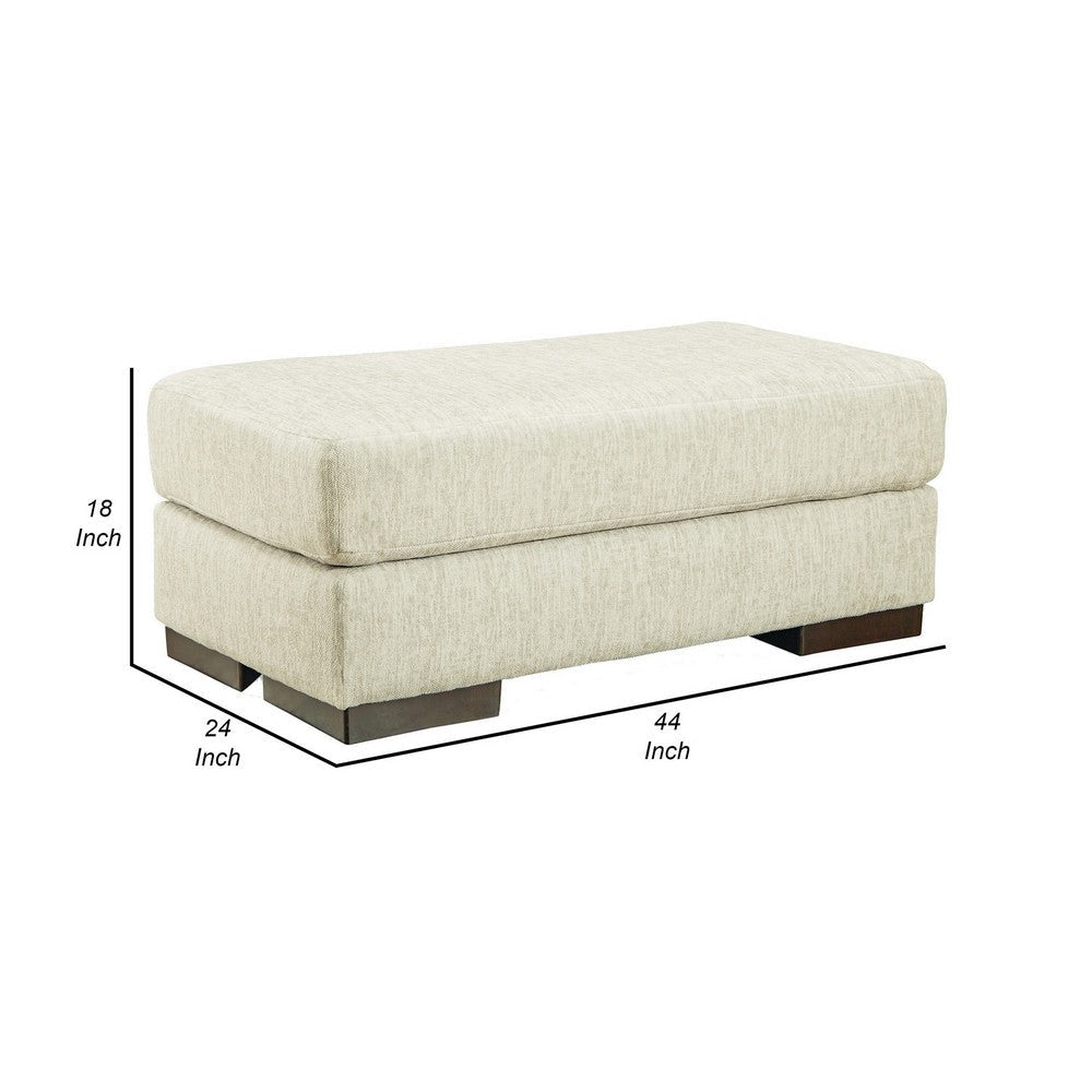 Naite 44 Inch Ottoman Plush Top Cushion Wood Beige Polyester Chenille By Casagear Home BM311682