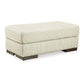 Naite 44 Inch Ottoman, Plush Top Cushion, Wood, Beige Polyester Chenille By Casagear Home