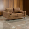 Tely 60 Inch Loveseat, Transitional Style, Soft Caramel Brown Faux Leather By Casagear Home