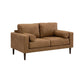 Tely 60 Inch Loveseat Transitional Style Soft Caramel Brown Faux Leather By Casagear Home BM311684