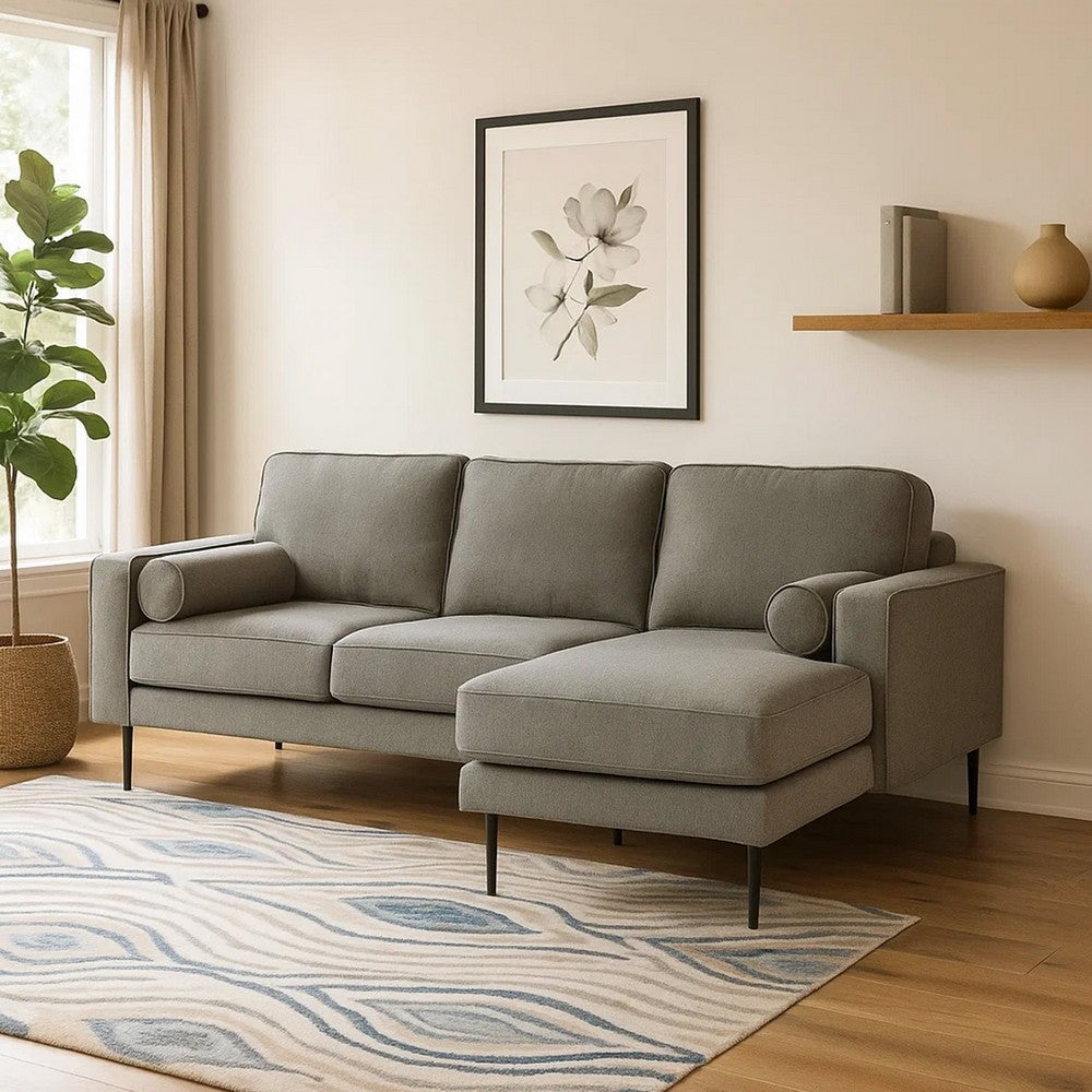 Ashley Haez 85" Sofa Chaise, 2 Bolster Pillows, Gray Polyester