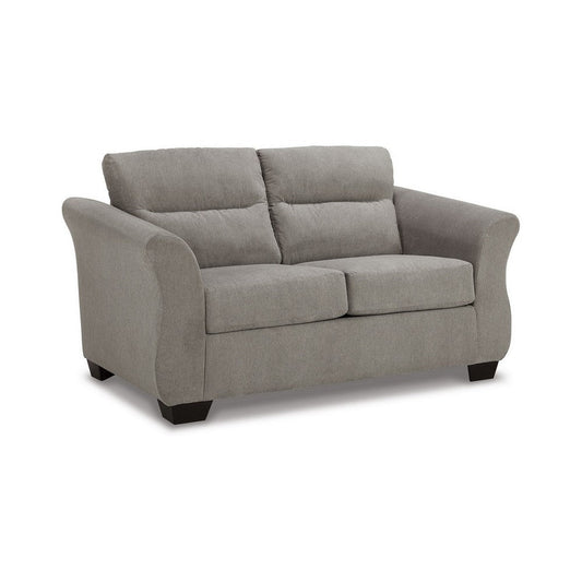 Avel 65 Inch Loveseat, Tapered Arms, Modern Soft Slate Gray Polyester By Casagear Home