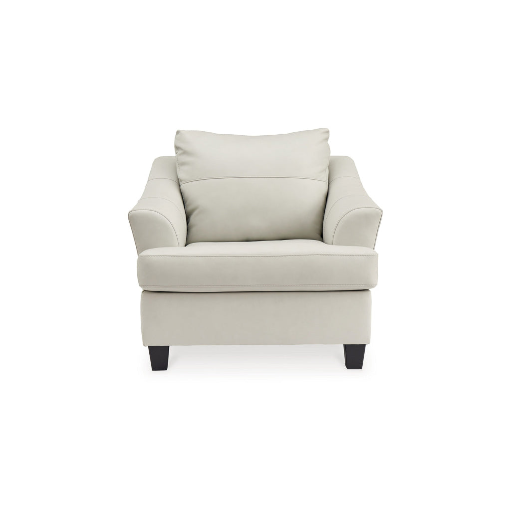 Geno 43 Inch Accent Chair Oversized Back Cushion Off White Leather By Casagear Home BM311702