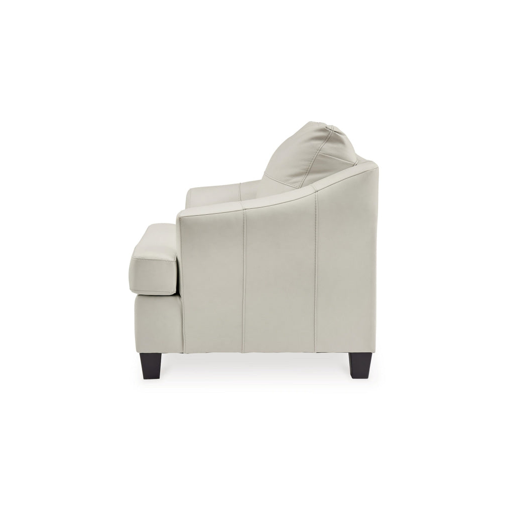 Geno 43 Inch Accent Chair Oversized Back Cushion Off White Leather By Casagear Home BM311702