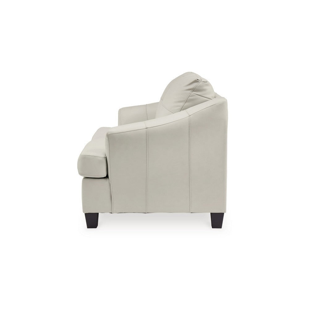 Geno 65 Inch Loveseat Oversized Back Cushion Off White Leather By Casagear Home BM311703