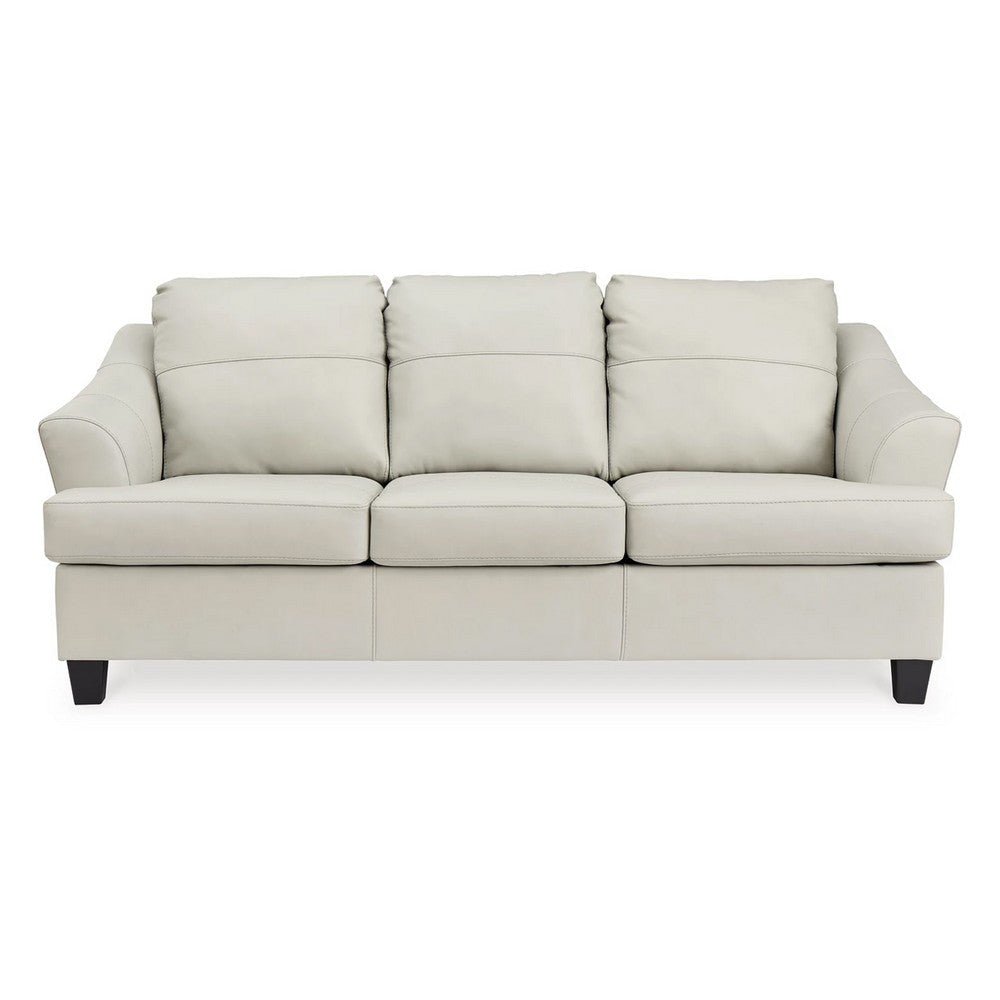 Geno 88 Inch Queen Sofa Sleeper Oversized Cushions Off White Leather By Casagear Home BM311705