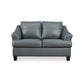 Geno 65 Inch Loveseat Oversized Back Cushion Metallic Gray Leather By Casagear Home BM311707