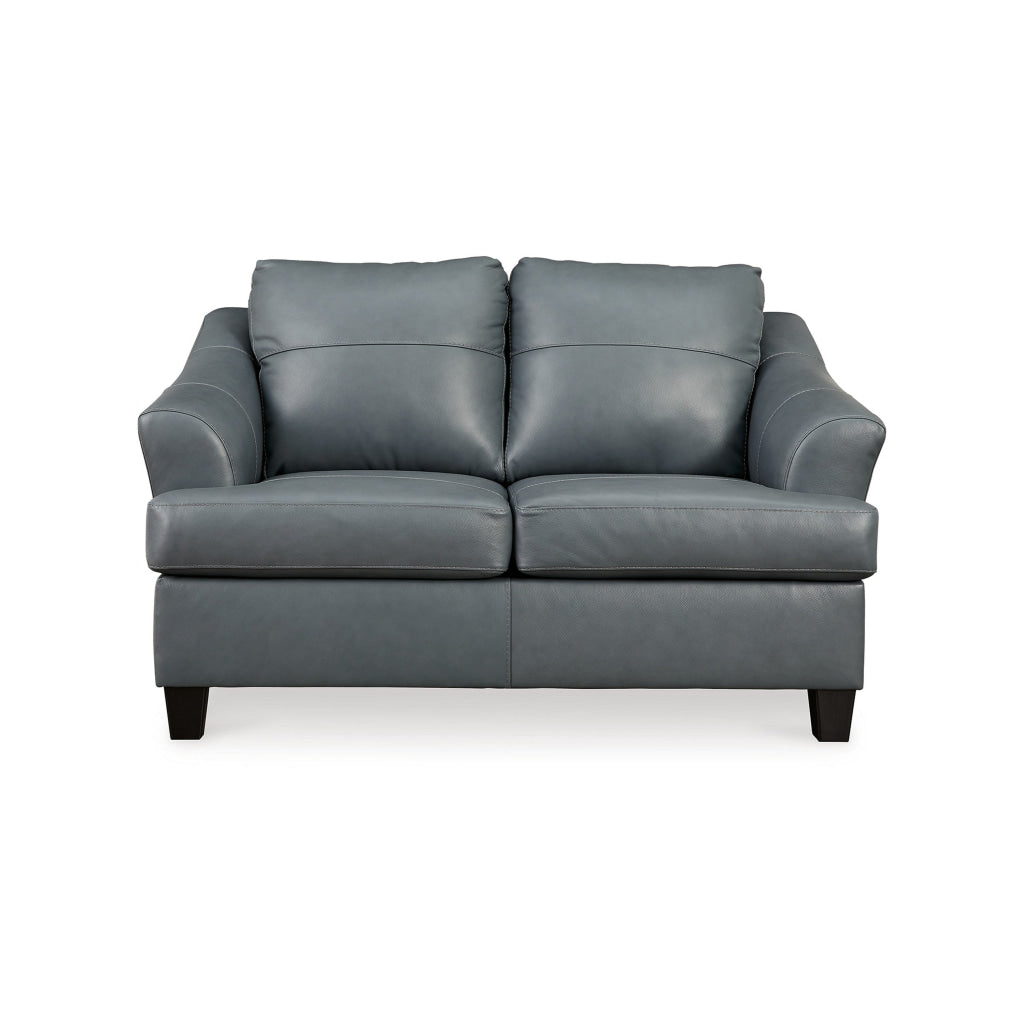 Geno 65 Inch Loveseat Oversized Back Cushion Metallic Gray Leather By Casagear Home BM311707