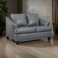 Geno 65 Inch Loveseat, Oversized Back Cushion, Metallic Gray Leather By Casagear Home