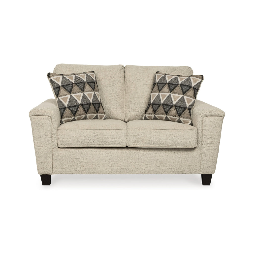 Abin 61 Inch Loveseat 2 Throw Pillows Modern Cream Chenille Polyester By Casagear Home BM311713