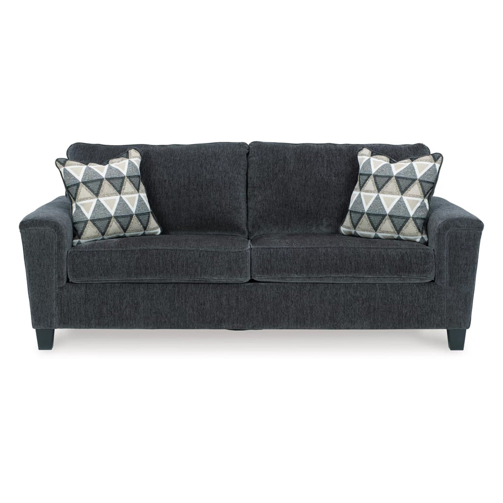 Abin 89 Inch Queen Sofa Sleeper 2 Throw Pillows Gray Chenille Polyester By Casagear Home BM311716