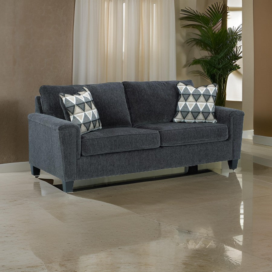 Ashley Abin 89" Queen Sofa Sleeper, 2 Pillows, Gray Chenille