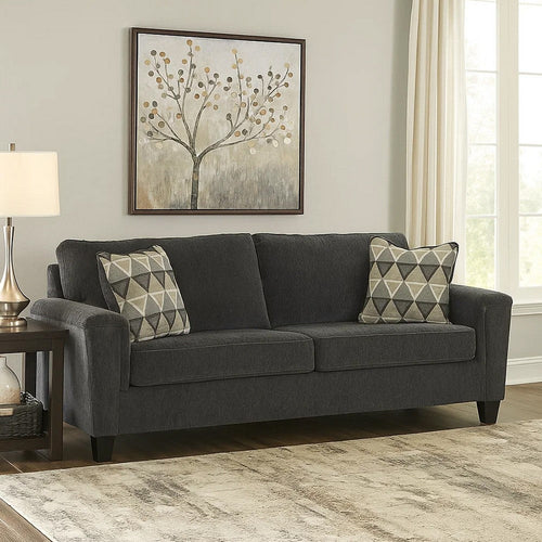 Ashley Abin 89" Queen Sofa Sleeper, 2 Pillows, Gray Chenille