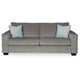 Alti 85 Inch Sofa with 2 Floral Print Throw Pillows Light Gray Chenille By Casagear Home BM311718