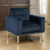 Maca 35 Inch Accent Chair Navy Blue Polyester and Brass Metal Legs By Casagear Home BM311719