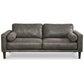 Royo 82 Inch Sofa with 2 Bolster Pillows Soft Gray Brown Faux Leather By Casagear Home BM311725